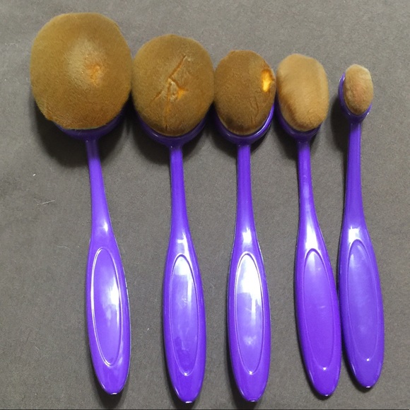10 PC Oval Purple Makeup Brush Set - Picture 4 of 8